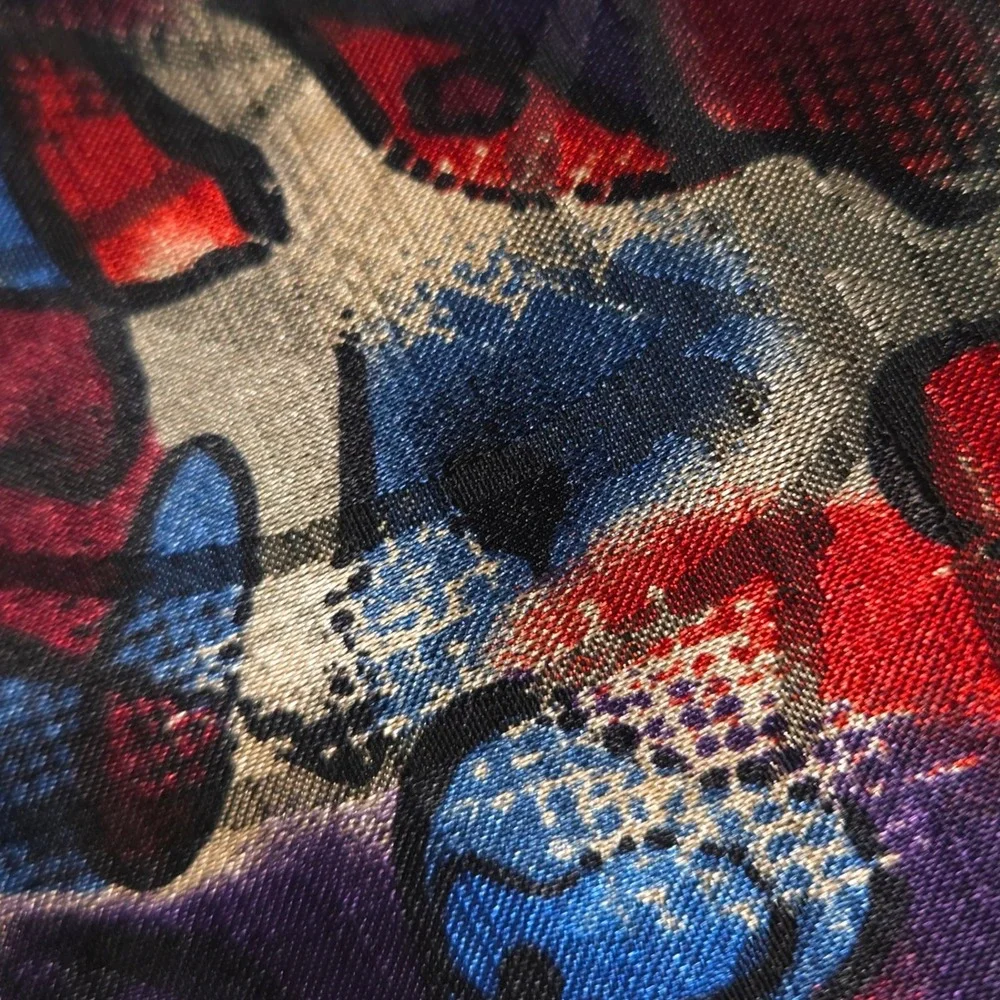 Wembley Vintage Polyester Necktie Abstract Floral Red Blue Purple USA Wide OS